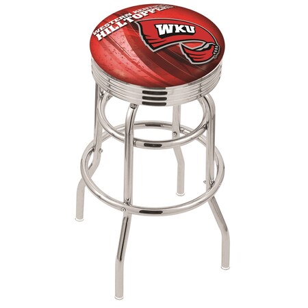 Holland Bar Stool Co 30" Chrome 2-Ring Western Kentucky Swivel Bar Stool, Accent Ring L7C3C30WestKy-D2